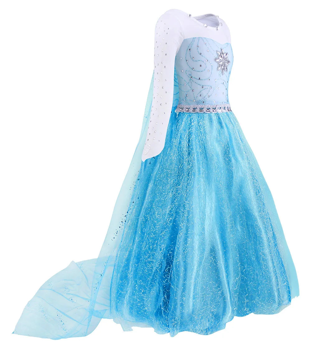 Girls Frozen 2 Elsa Anna Princess Mesh Sequin Clothes Kids Cosplay Snow Queen Costumes Carnival Birthday Party Elsa Gowns