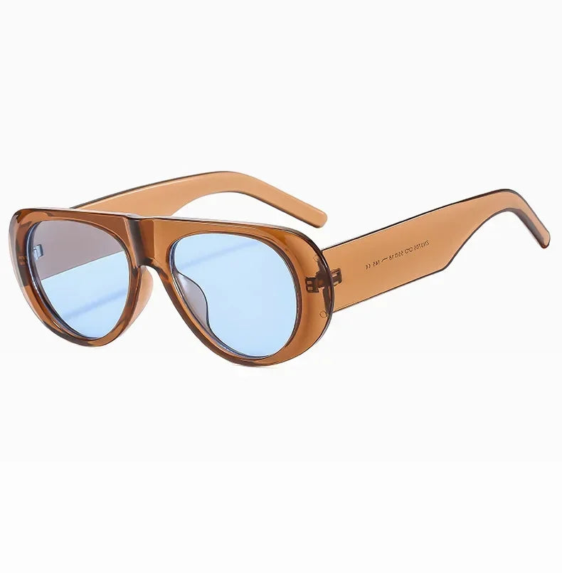 Vintage Oversized Oval Sunglasses Women Men New Fashion Wide Leg Leopard Red Gradient Sun Glasses Ladies Trendy Sexy Shades