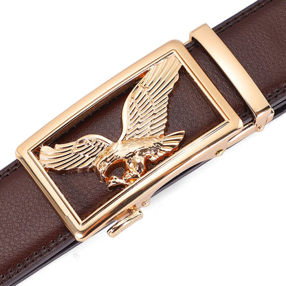 Automatic Buckle Men's Leather Belts Formal Eagle Horse Belt for Men Luxury Designer Brands Male Waist Strap Fashion Accessories
