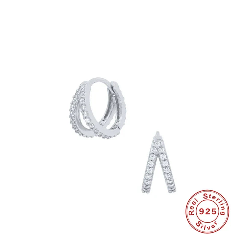 Ins Star Anise 925 Sterling Silver  Earring For Women Hoop Earrings Crystal Fine Jewelry Glossy 18K Gold Mom Gift Trend