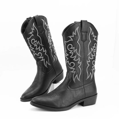 Men's High-Top Vintage Embroidered Fashion Desert Western Cowboy Boots