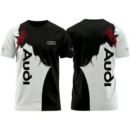 Men's Summer 2026 Best-Selling Audi Logo 3D Printed T-Shirt Comfortable Moisture-Wicking Quick-Drying Short-Sleeved Trendy Top