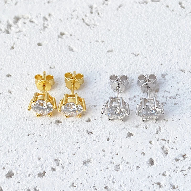 0.2ct - 2ct Sparkling Moissanite Earrings S925 Silver with White Yellow Gold Plated Wedding Party Studs Earring For Women