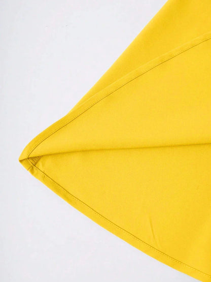 Women's Spring Summer Bright Yellow High Waist Large Bow Detail Flared Midi Skirt Elegant Casual Office Style