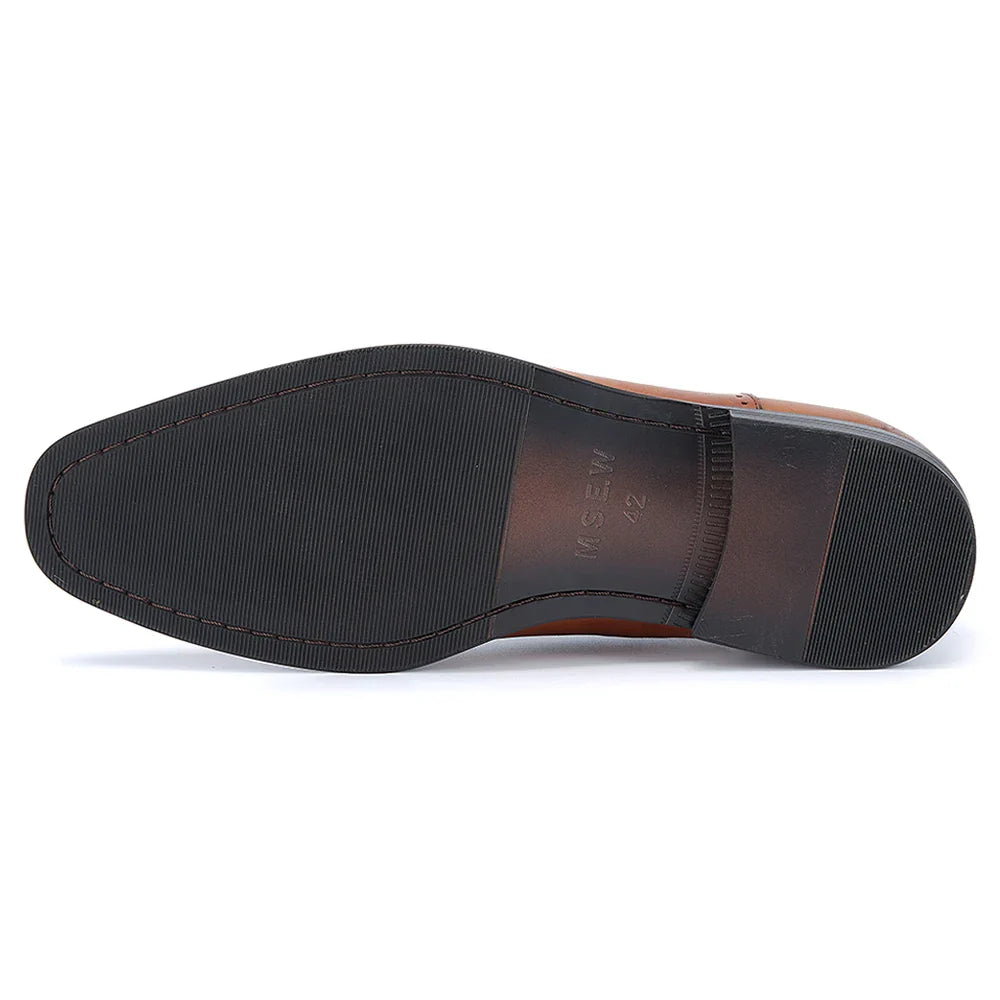 Men's Top Layer Cow Leather Formal Shoes Business Dress Office Comfortable Breathable Leather Lining Wedding Shoes