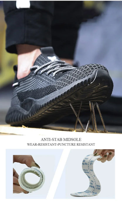 Safety Shoes Men's Work Boots Steel Toe Cap Puncture-Proof Indestructible Security Work Shoes Women Light Comfortable Sneakers