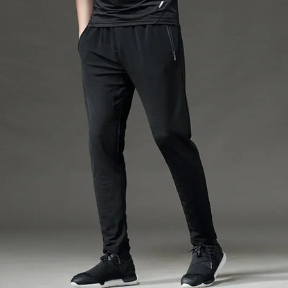 High quality Mesh hole Refrigeration Fitness Sports Pants Men Elastic Breathable Sweat Running Training Gym Basketball Trousers