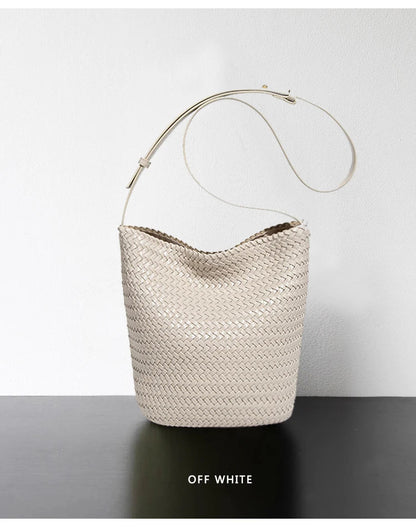 luxury woman handbagNew high end Hand-woven genuine leather women's bag large capacity shoulder tote bag underarm bag bucket bag