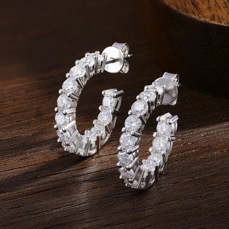 D VVS1 Moissanite Earring 925 Sterling Silver Plated 18k White Gold Fine Jewelry with GRA Wedding Earrings for Women