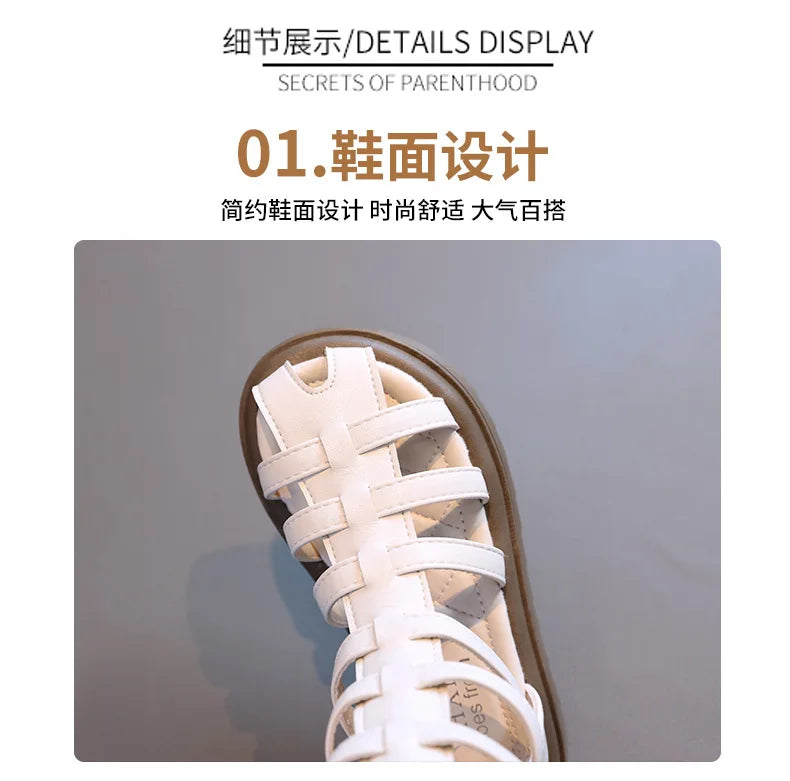 High-top Gladiator Platform Shoes Kids Wedding Party Footwear New Summer Little Girl Children Sweet Princess Long Sandals