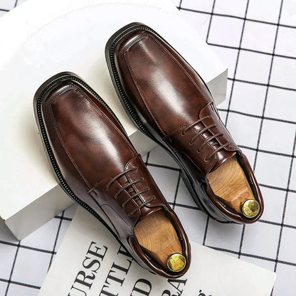 Men's Dress Shoes Classic Formal Leather Shoes For Men Square Toe Social Casual Business Shoes Man Party Wedding Leather Men