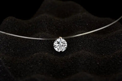 Fashion Shiny Crystal Necklace Zircon Pendant Transparent Fishing Line Invisible Ladies Necklace Jewelry Clavicle Chain Chocker