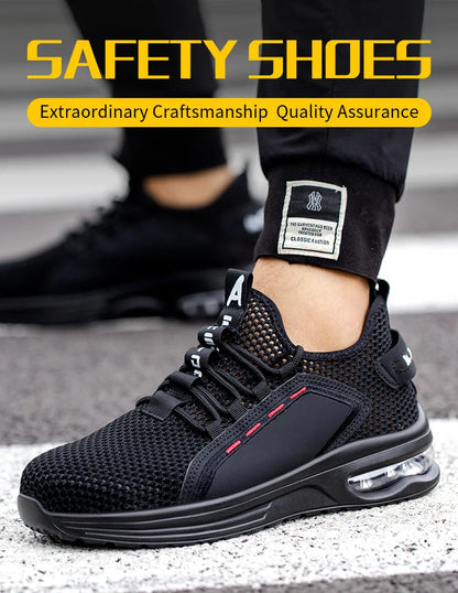 Men Air Cushion Safety Shoes Indestructible Work Shoes Sneakers Steel Toe Anti-smash Industrial Shoe Puncture-Proof footwear