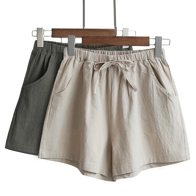Summer Women Cotton Linen Shorts High Waist Shorts Short Pants Women Fashion Casual Sports Shorts Female S-3XL