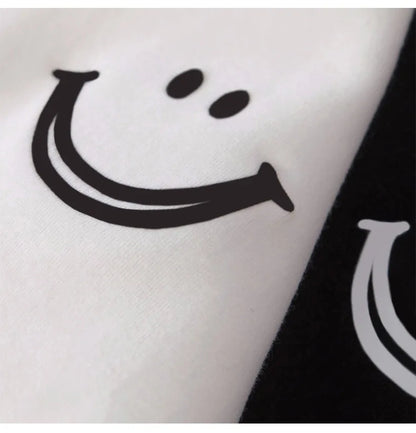 1pcs Girl Summer Smile Print T-shirts Women Classic Basic Fashion Tees Students Short Sleeve Loose Tops Female Round Neck Tshirt