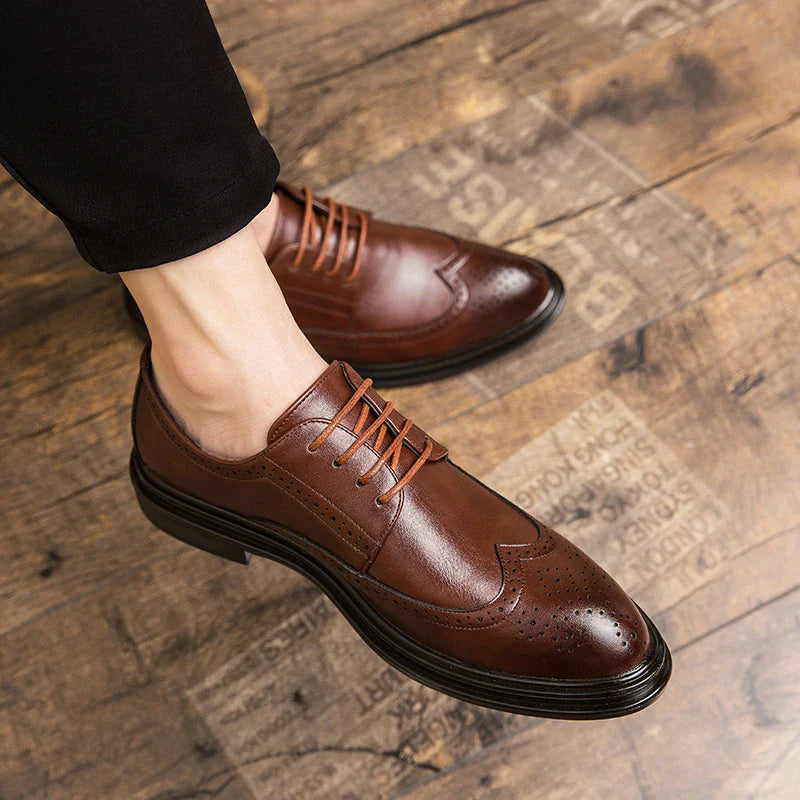 High Quality Brogues Leather Shoes Men Classic Men's Dress Shoes Formal Office Wedding Shoes For Men Casual Business Shoes