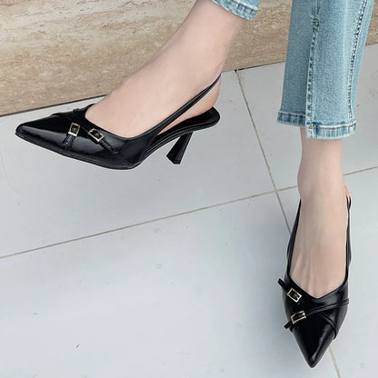 Big Size Footwear Wine Red Women High Heels Shoes Fashion Pointed Toe Pumps Ladies Thin Heels Shoes  Female Slingbacks Slides