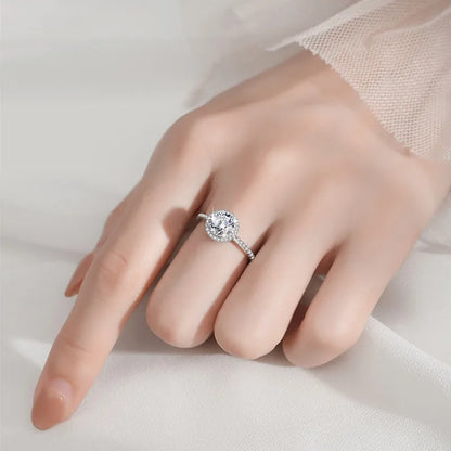 0.3-3CT D Color 100% Real Moissanite Rings for Women Round Sparkling Simulated Diamond Band S925 Sterling Silver Jewelry