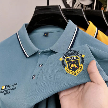 Designer Quality Men's Polo Shirt Lapel Long Sleeve T-Shirt Autumn New Badge Horse Embroid Fashion Business Casual Menswear Top