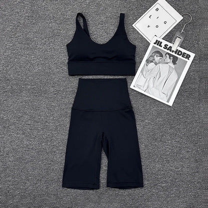Nylon Short Sets Womens Clothing Sports Bra Cycling Shorts Workout Set Women's Tracksuit Gym Yoga Sexy Outfit Women 2023