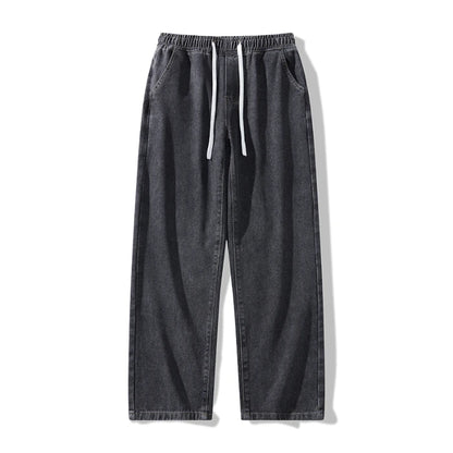 Calça Jeans Masculina Primavera Outono Tendência High Street Reta Perna Larga Roupas Masculinas Calça Jeans Corte Reto