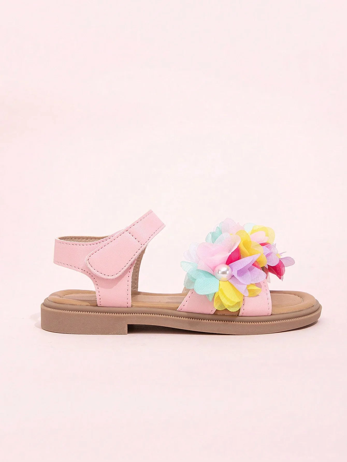 Cute Girls Sandals 2026 New Soft Hook & Loop Beige Kids Princess Shoes Casual Sandals Cute Children Shoes Non-slip