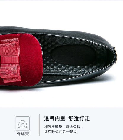Social Leather Men British Business shoes Men Brogue Shoe Wedding Men's Dress Formal Shoes Large Size 48 Bow Loafers Male