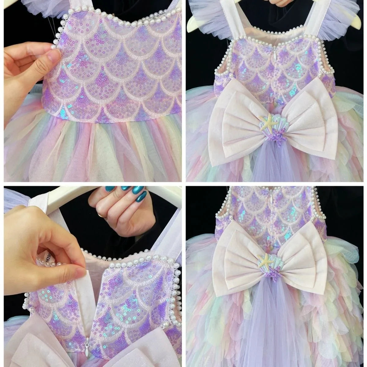 Vestido de Princesa Sereia Vestido de Verão para Meninas Vestido de Aniversário com Alças de Luxo para Meninas Lolita Pongsa