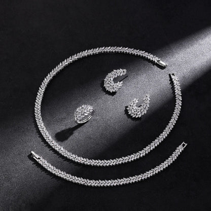 2025 Trendy 4 Pieces Bridal Zirconia Jewelry Sets for Women Party Gift Dubai UAE Wedding Jewelry Set