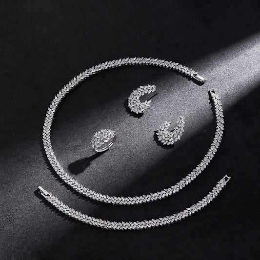 2025 Trendy 4 Pieces Bridal Zirconia Jewelry Sets for Women Party Gift Dubai UAE Wedding Jewelry Set