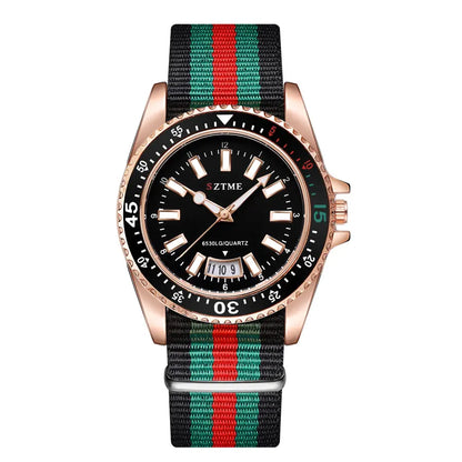 New fashionable women's nylon strap calendar watch, luxurious and simple casual couple luminous quartz watch