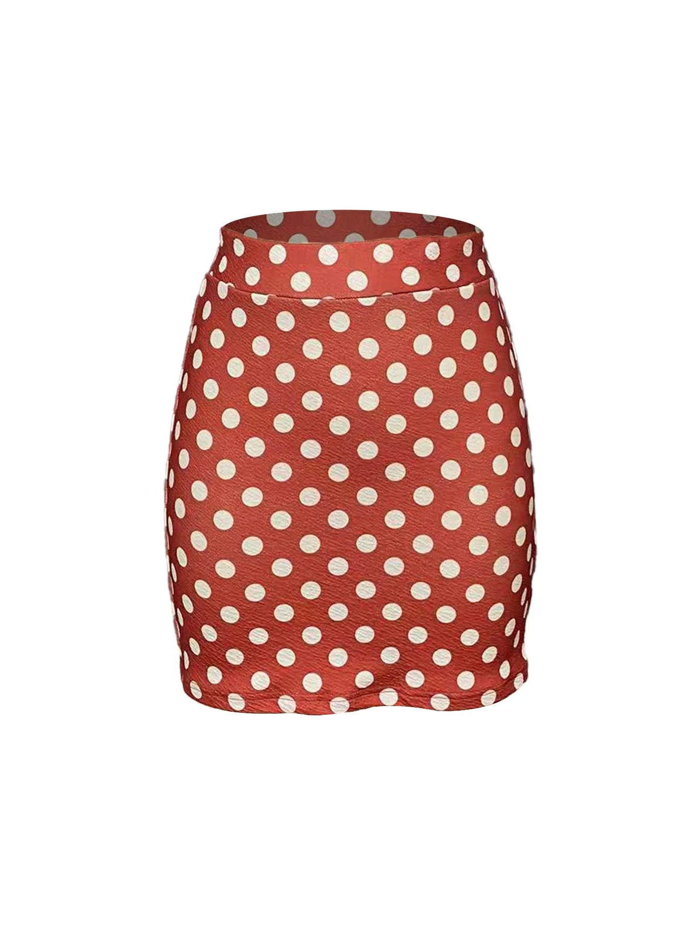 Elegant high-waisted short skirt with a stretch waist in a thousand bird pattern, hugging the hips.