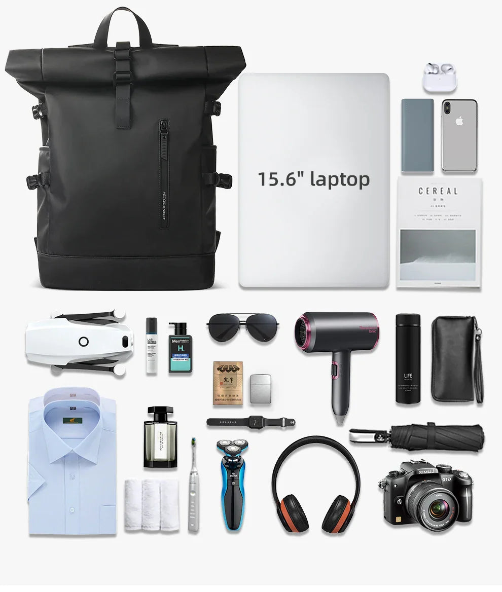 Expandable Travel Backpack Men Large Capacity Waterproof 15.6” Laptop Bag Hiking Rucksack Cycling Daypack Bag with USB Port