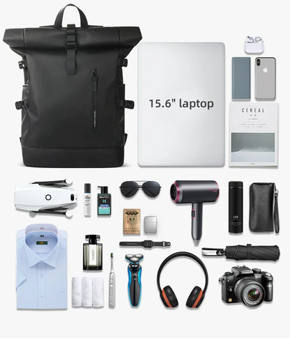 Expandable Travel Backpack Men Large Capacity Waterproof 15.6” Laptop Bag Hiking Rucksack Cycling Daypack Bag with USB Port