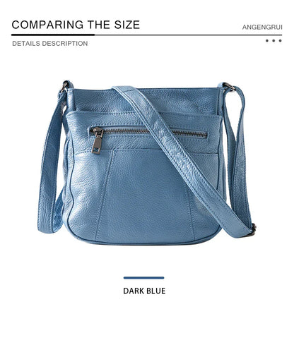 New Genuine Leather Women's Bag Casual One Shoulder Crossbody Bag Multi Pocket Messenger Bag