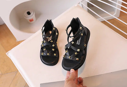 Girls Gladiator Sandals 2026 New Summer Children Fashion Princess High-top Shoes Versatile Kids Causal Beach Holiday Sandals