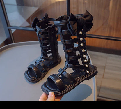Gladiator Children's Shoes 2026 New Summer Platform Sandals for Girls Princess High-top Side Zipper Roman Sandals Child I03195