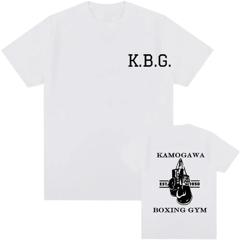 Streetwear Men Hajime No Ippo Printed Pure Cotton Vintage GYM Men's T-Shirt for Men Women Tops Funny Manga Kamagowa Boxing Gym