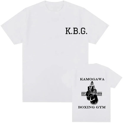 Streetwear Men Hajime No Ippo Printed Pure Cotton Vintage GYM Men's T-Shirt for Men Women Tops Funny Manga Kamagowa Boxing Gym
