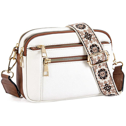 Ladies' Small Square Bag Two-tone Leather Crossbody Bag Large-capacity PU Crossbody Wallet Multi-functional Small Square Bag