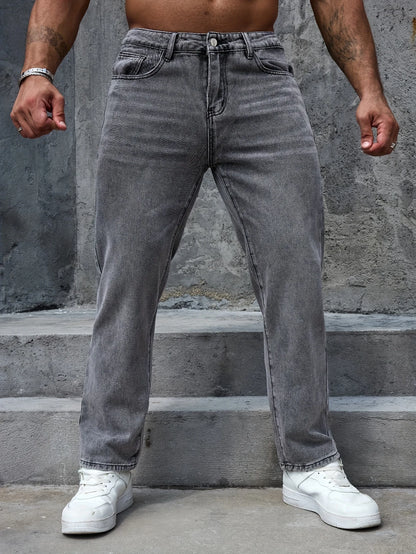 Calça Jeans Masculina Casual 2025 cinza regular-fit Calças versáteis Conforto para todas as estações tamanho UE 44-52 EUA 34-42