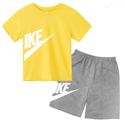 Kids Summer Short Sleeve T-shirt Shorts 2Pcs Set Boy Girl Casual Sport Jogging Suit Toddler 3-12Y