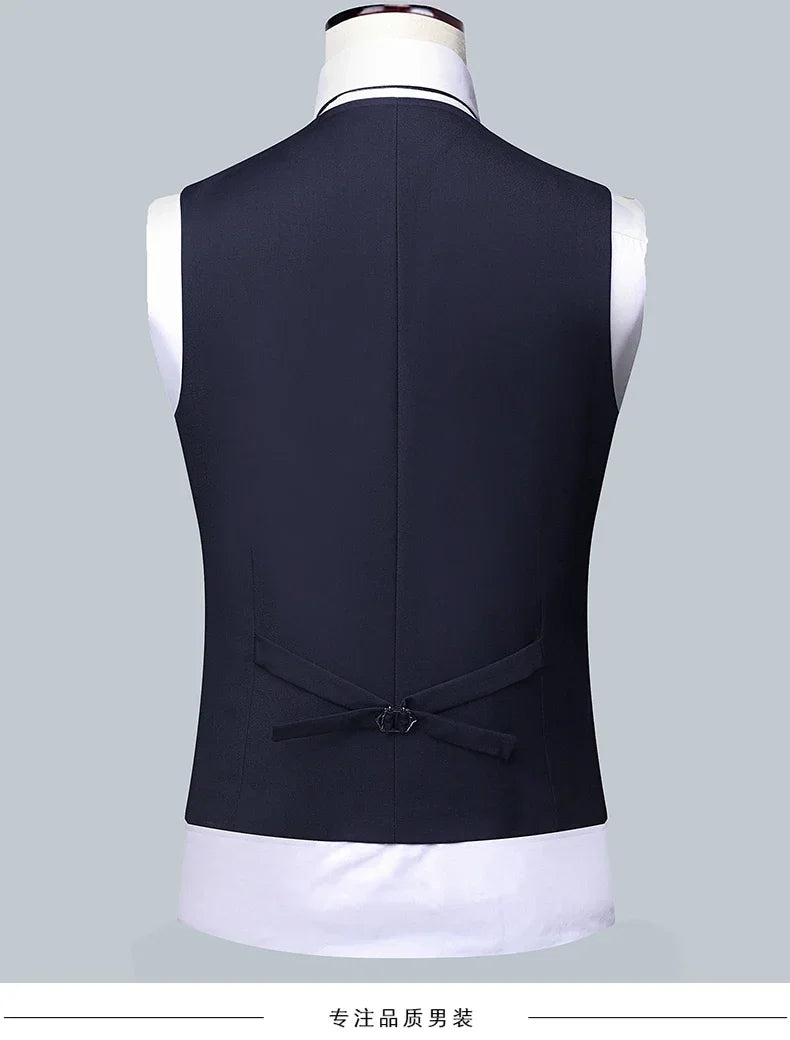 High quality Men Solid color Business - stylish handsome groom best man wedding dress 3/2/1 Single piece optional