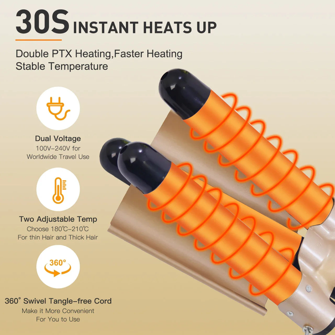 25MM Curling Iron Egg-Shaped Salon Professional Constant Temperature Hair Protection Negative Ion Big Wave