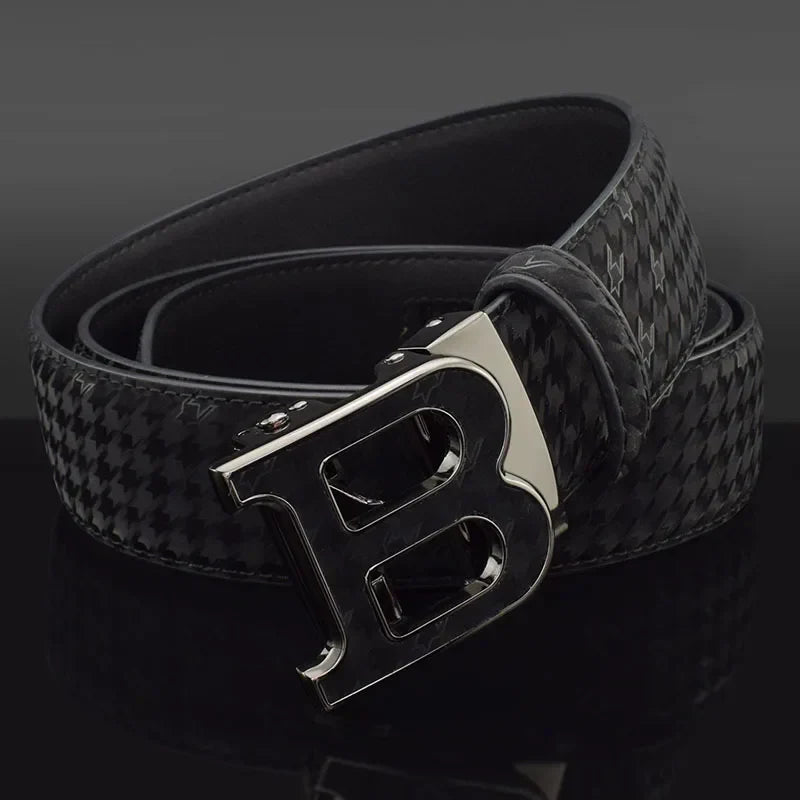 High Quality Automatic Buckle belts men Golden buckle fashion Waist Strap genuine leather Cowskin cintos masculinos B letter