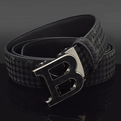 High Quality Automatic Buckle belts men Golden buckle fashion Waist Strap genuine leather Cowskin cintos masculinos B letter
