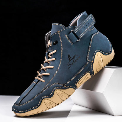 New Handmade Men Boots Design Sneakers Man Outdoor Casual Leather Men Sneakers Ankle Boots Trekking Fall Breathable Hot Sale