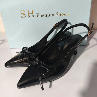 Bow Pointed Toe High Heels Sandals Women Brand Designer Shoes Fashion Slides Sexy Slingback Shoes Elegant Mules Sandals Female