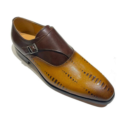 Luxury Men's Loafers Genuine Leather Men's Slip on Wedding Party Formal Shoes Metal Buckle Round Toe Men's Dress Shoes