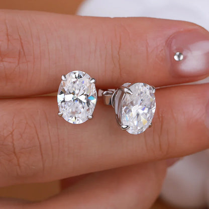 1-4CT Oval Moissanite Stud Earrings S925 Silver Sparkling Diamond Ear Studs For Women Men Wedding 18K Plated Jewelry GRA